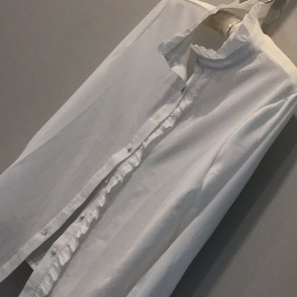 White Ruffled Button-Up Blouse - Picture 2 of 3